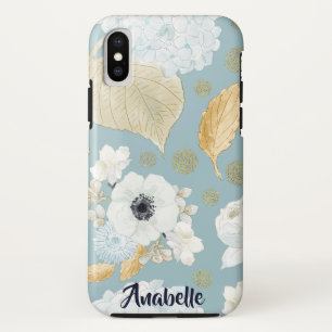 Eleganter Frühlings-blaues u. weißes Blumen-Muster Case-Mate iPhone Hülle