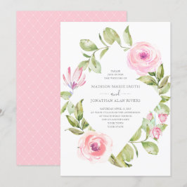 Eleganter Frühlings-Blumendiamant-Rosa-Hochzeit Einladung