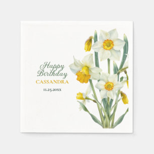Eleganter Frühlingsgelber affodil floraler Geburts Serviette