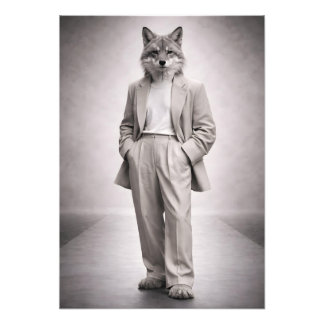 Eleganter Fuchs in leichtem modernen Anzugporträt Fotodruck