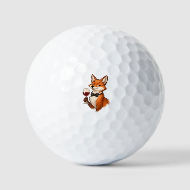 Eleganter Fuchs mit Weinglas  Golfball (Vorderseite)