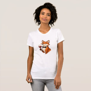 Eleganter Fuchs mit Weinglas T-Shirt