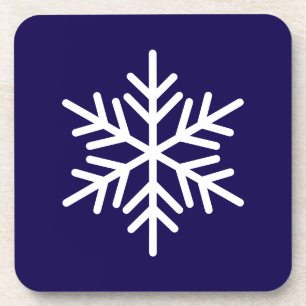 Eleganter Fun White Nordic Snowflake auf Navy Blue Getränkeuntersetzer