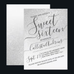 Eleganter Funkelnd Glitzer Ombre Sweet 16 Einladung<br><div class="desc">Diese elegante, mädchenhafte und schicke 16 . Geburtstag-Geburtstagsfeier ist perfekt für das trendige und stilvolle junge Teenager-Mädchen. Es zeigt ein Imitat mit funkelnd Glitzer und Farbverlauf in Silber und Weiß mit einer individuellen, kursiven Schrift-Typografie-Einstellung. Es ist eine glamouröse, feminine, einfache und einzigartige Touch auf einem beliebten Trend, der die Designwelt...</div>