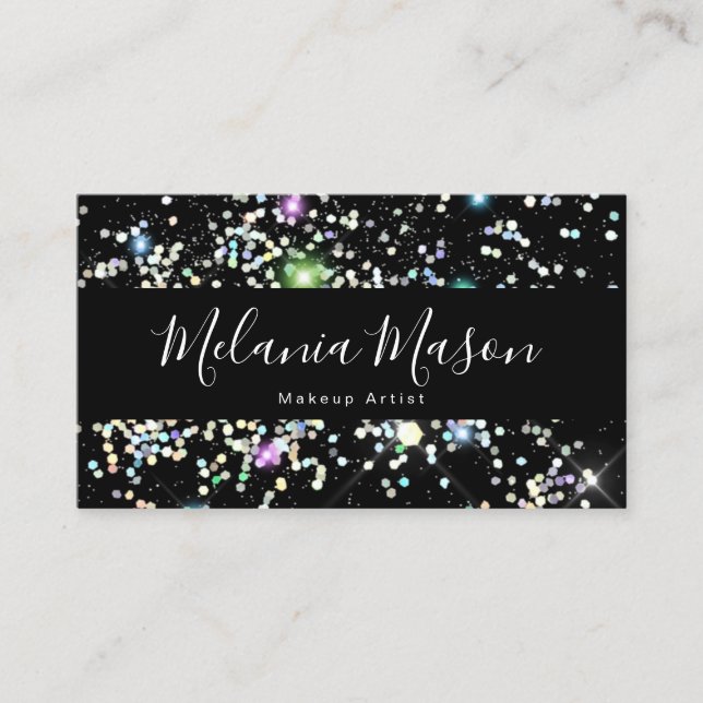 Eleganter Funkelnd holografischer Glitzer Beauty B Visitenkarte (Vorderseite)