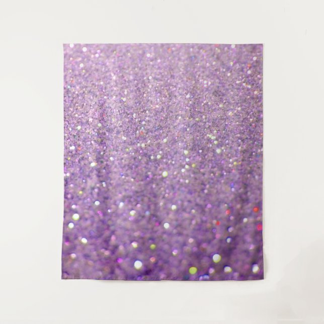 Eleganter Funkelnd Lilac Lila Glitzer Wandteppich (Vorderseite)
