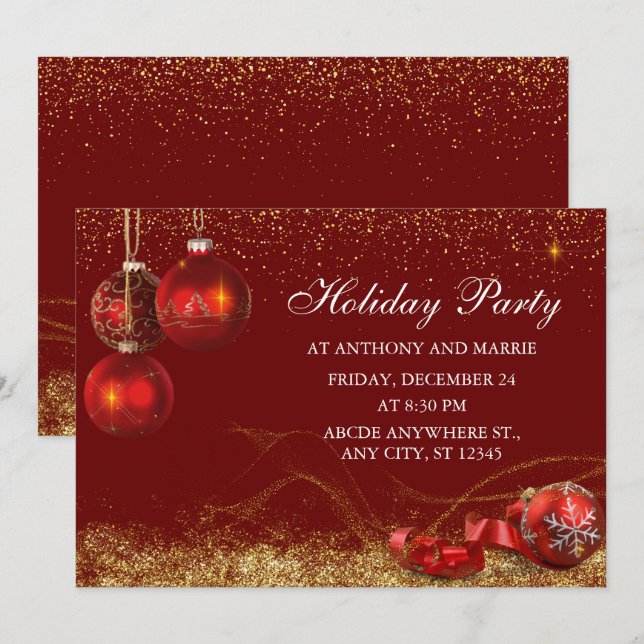 Eleganter funkelnder Weihnachtsball Einladung (Vorne/Hinten)