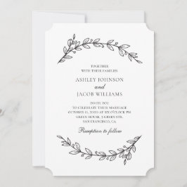 Eleganter Garten Hochzeit. Botanisch-schwarz-weiß Einladung