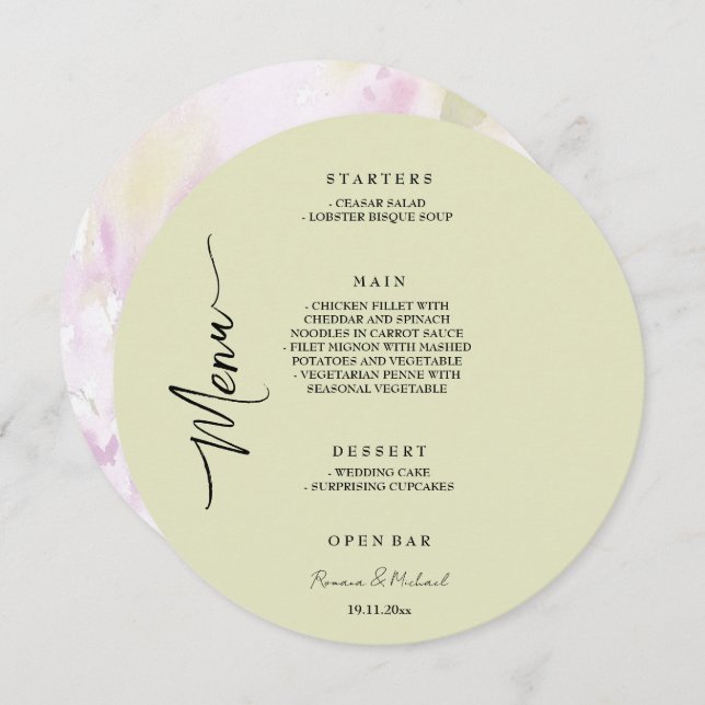 Eleganter Garten: Menükarte (Vorne/Hinten)