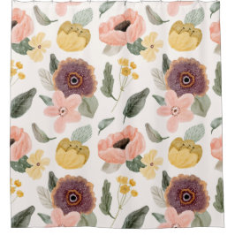 Eleganter Garten mit Blumen. Rosa und weiß Duschvorhang