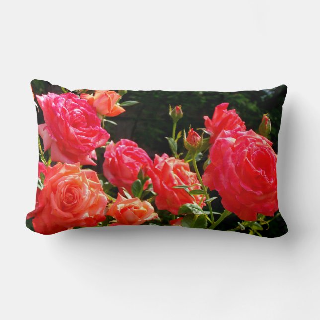 Eleganter Garten mit orangefarbenen Rose Rose Lendenkissen (Vorderseite)