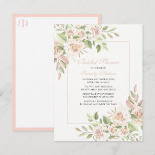Eleganter Garten Rose Rosa Brautparty Einladungspostkarte