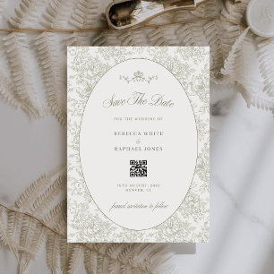 Eleganter Garten-Salbei-Grün-Hochzeits-QR-Code Save The Date