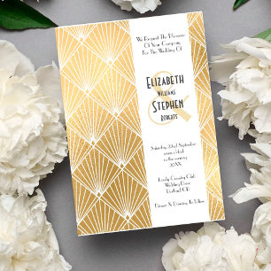 Eleganter Gatsby Art Deco 1920er Gold Hochzeit Einladung