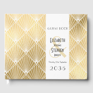 Eleganter Gatsby Art Deco 1920er Gold Hochzeit Gästebuch