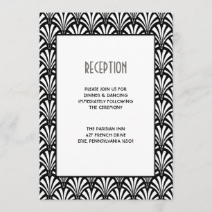 Eleganter Gatsby Kunst-Deko-Schwarzweiss-Hochzeit Einladung