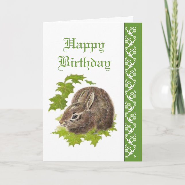 Eleganter Geburtstag, Niedliches Kaninchen Karte (Vorderseite)