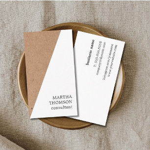 Eleganter, gedruckter Kraft White Geometric Consul Visitenkarte