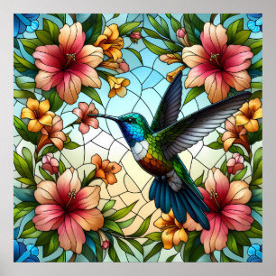 Eleganter, gefestigter Glaseffekt von Hummingbird Poster