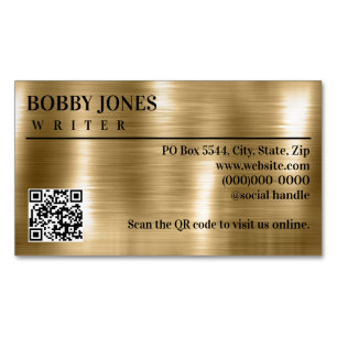 Eleganter, gegossener Gold Foil Metallic QR Code Magnetische Visitenkarte
