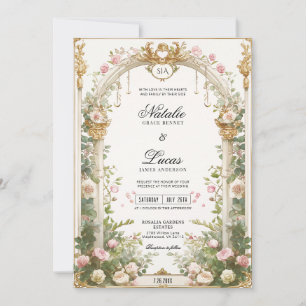 Eleganter Geheimnisvoller Blumenbogen Hochzeit im  Einladung