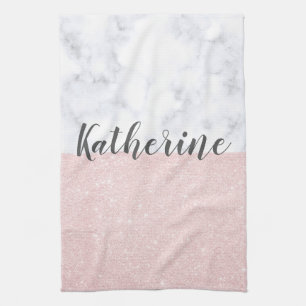 Eleganter, geistlicher Rose-Gold-Glitzer und weiß Geschirrtuch