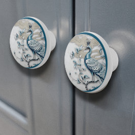 Eleganter gekrönter Pfau Keramikknopf Keramikknauf