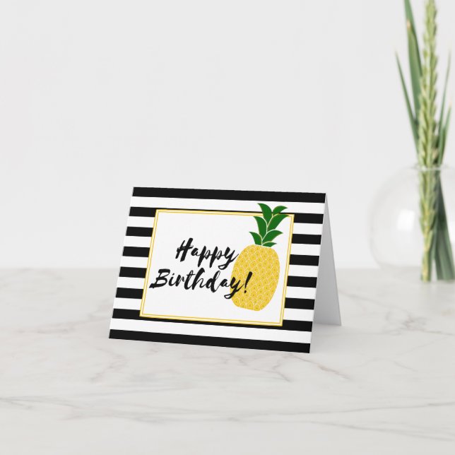 Eleganter Gelber Ananas zum Geburtstag Karte (Vorderseite)