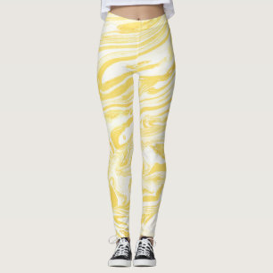 Eleganter Gelber Marmor: HandGezeichnet Textur Leggings