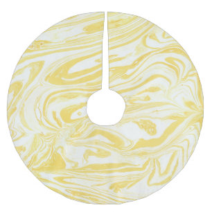 Eleganter Gelber Marmor: HandGezeichnet Textur Polyester Weihnachtsbaumdecke