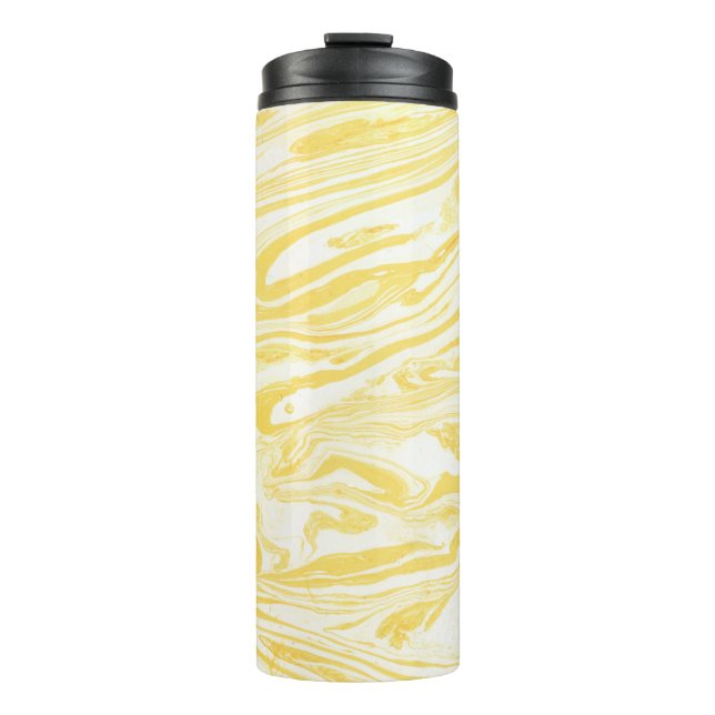 Eleganter Gelber Marmor: HandGezeichnet Textur Thermosbecher (Vorderseite)