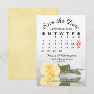 Eleganter gelber Rosen romantischer Hochzeitskalen Save The Date