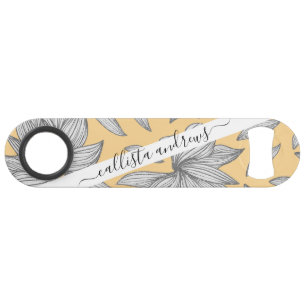 Eleganter Gelber Silberner Glitzer Blumenstrauß Ku Speed Flaschenöffner