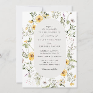 Eleganter Gelber Wildblume Rahmen Hochzeit I Einladung