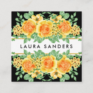 Eleganter Gelborange Rose Blume Event Planner Quadratische Visitenkarte