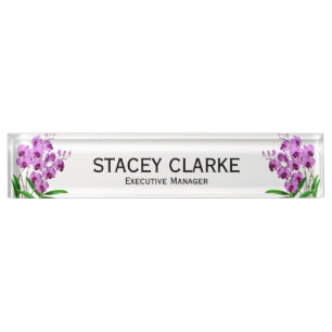 Eleganter General Manager der Lila Orchid-Blume Namensplakette