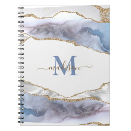 Eleganter Geode Agate Mit Monogramm Gold Glitzer H Notizblock