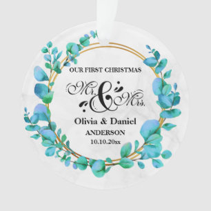 Eleganter geometrischer Goldrahmen mit Eukalyptus Ornament
