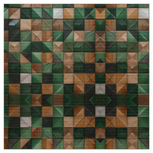 Eleganter geometrischer, grüner und brauner Tile Stoff