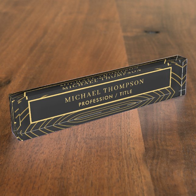 Eleganter geometrischer Personalisierter Name Namensplakette (Seite)