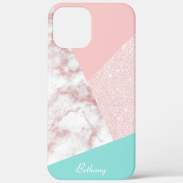 Eleganter geometrischer Rosa-Rosa-Glitzer-Marmor Case-Mate iPhone Hülle