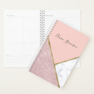 Eleganter geometrischer Rose, vergoldeter Glitzer, Planer