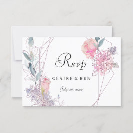Eleganter geometrischer Rosenblütenriss RSVP Karte