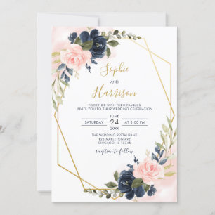 Eleganter geometrischer Rost und Hochzeit der Mari Einladung