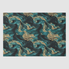 Eleganter geschmolzener Aquamariner und Gold Glitz Seidenpapier