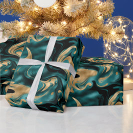 Eleganter, geschmolzener Aquamariner und goldener  Geschenkpapier
