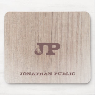 Eleganter gestörter Text-Monogramm-Holzlook Mousepad