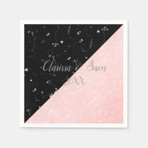 Eleganter Girl-Rose-Gold-Glitzer und schwarzer Mar Serviette