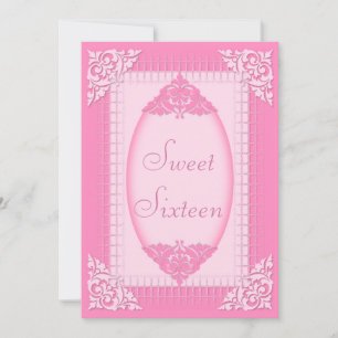 Eleganter, Girly rosa Bonbon 16 Einladung