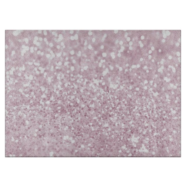 Eleganter Girly rosa weißer Imitat-Glitzer Schneidebrett (Vorderseite)